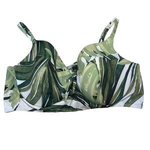 Swim by Cacique Tropical Monstera Print Bikini Top 44DD Lightly Padded Underwire